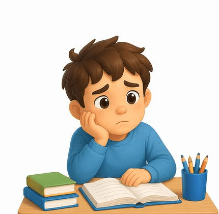 Student thinking about what to write